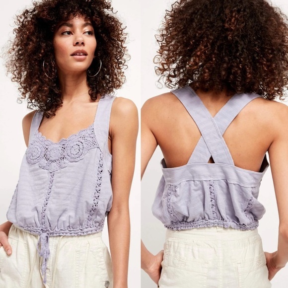 NWT Free People Sweet Something Lace Tank Lilac Purple Small - Picture 1 of 13